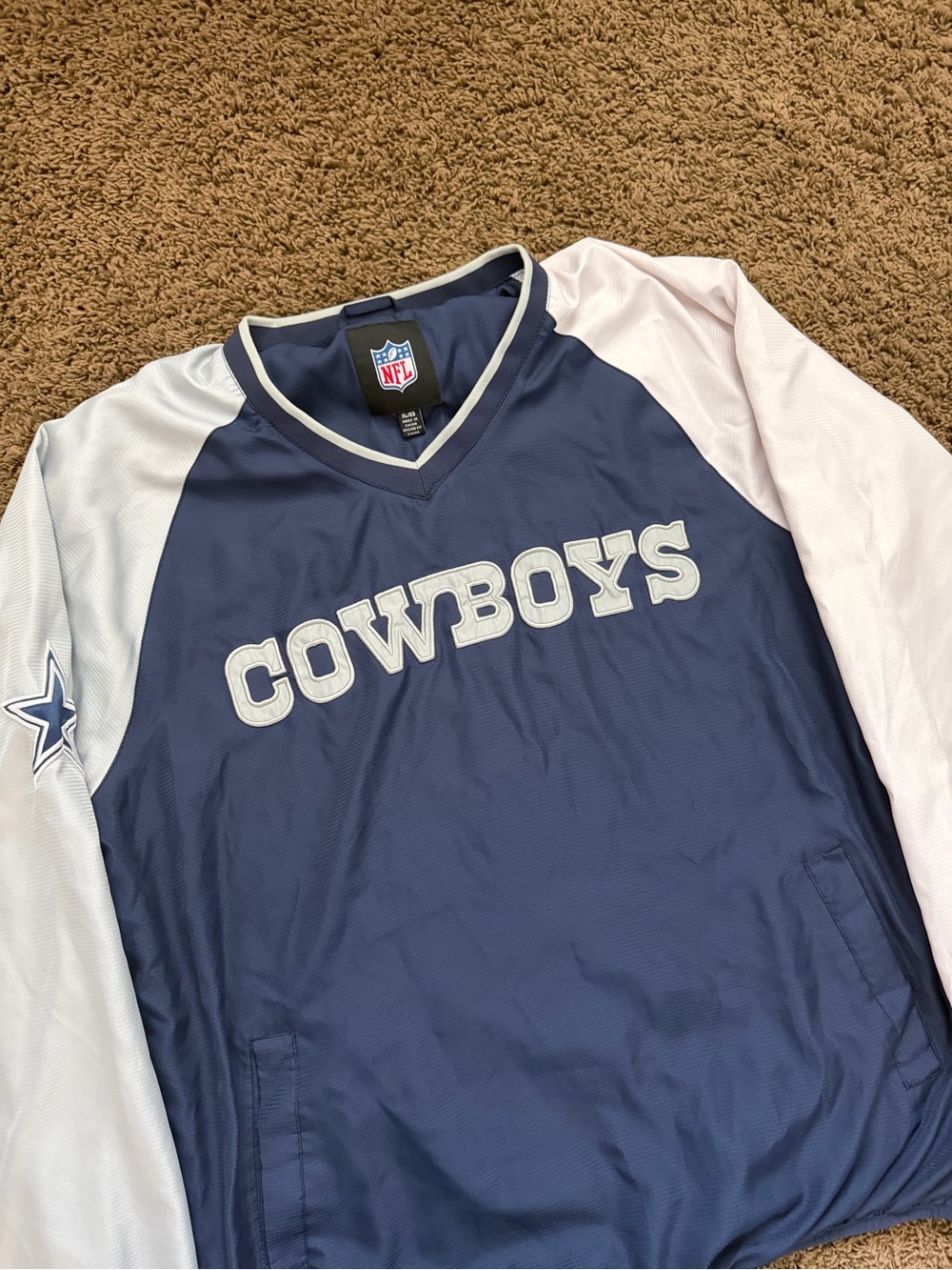 NFL Dallas Cowboys Blue/White Pullover Jacket Windbreaker XL Officially Licensed